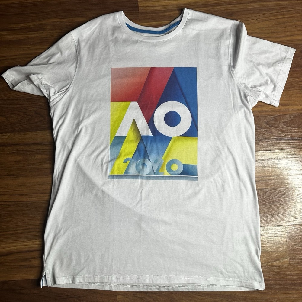 Official 2020 Australian Open Tennis Shirt Mens XL White Grand Slam Melbourne - Picture 2 of 7